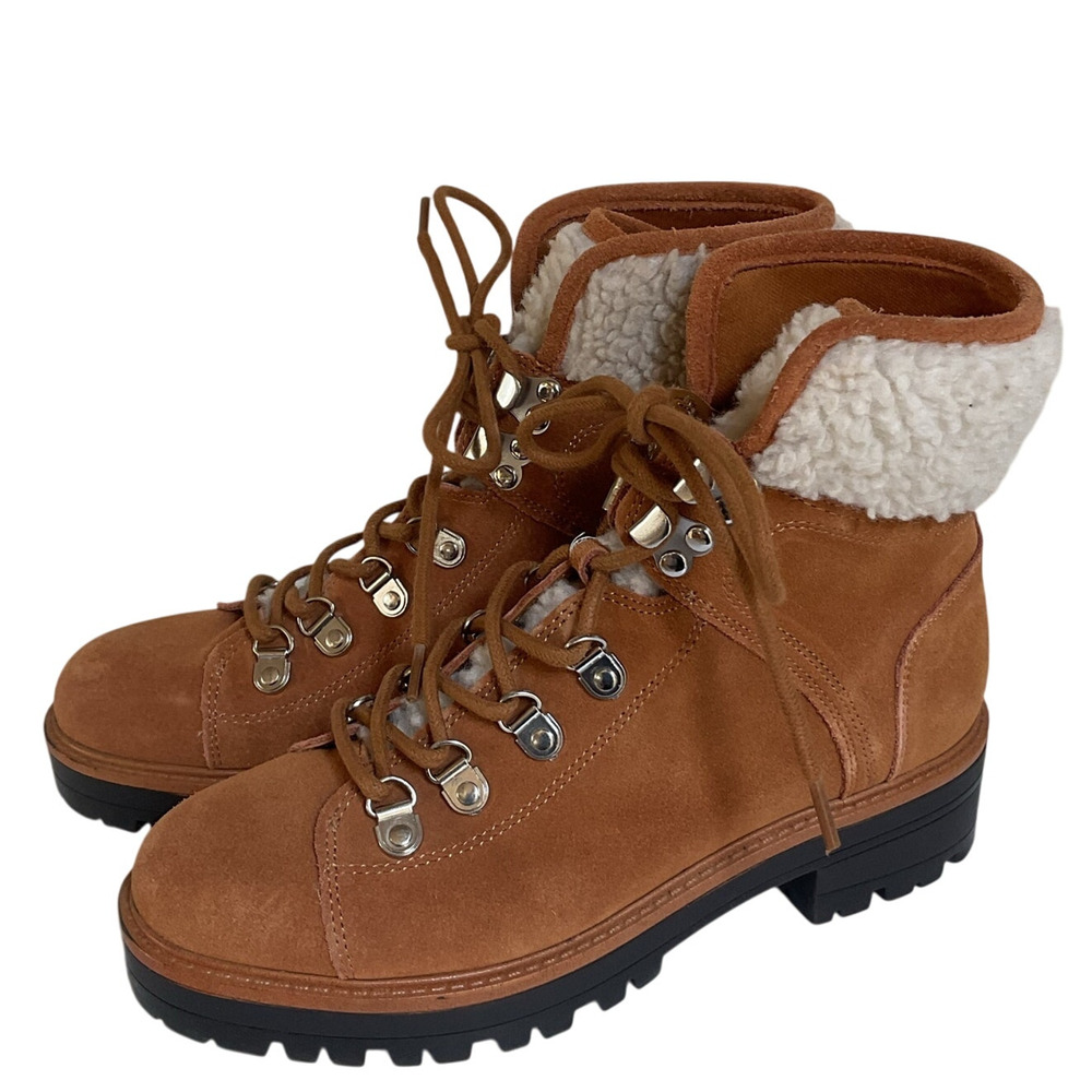 Marc Fisher Suede Shearling Lace-Up Hiking Boots Women’s Size 6 Winter Booties
